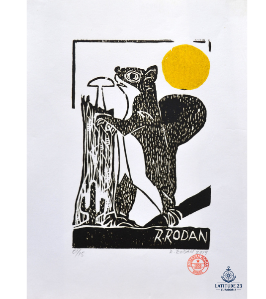 Xilogravura Original "Esquilo" – Roberval Rodan (2019) – Tiragem 01/15